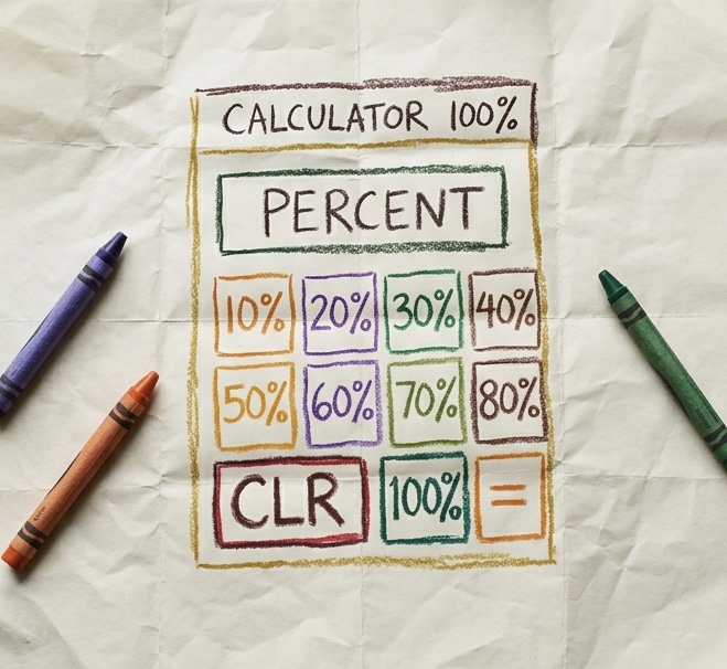 A calculator drawn by hand with crayons